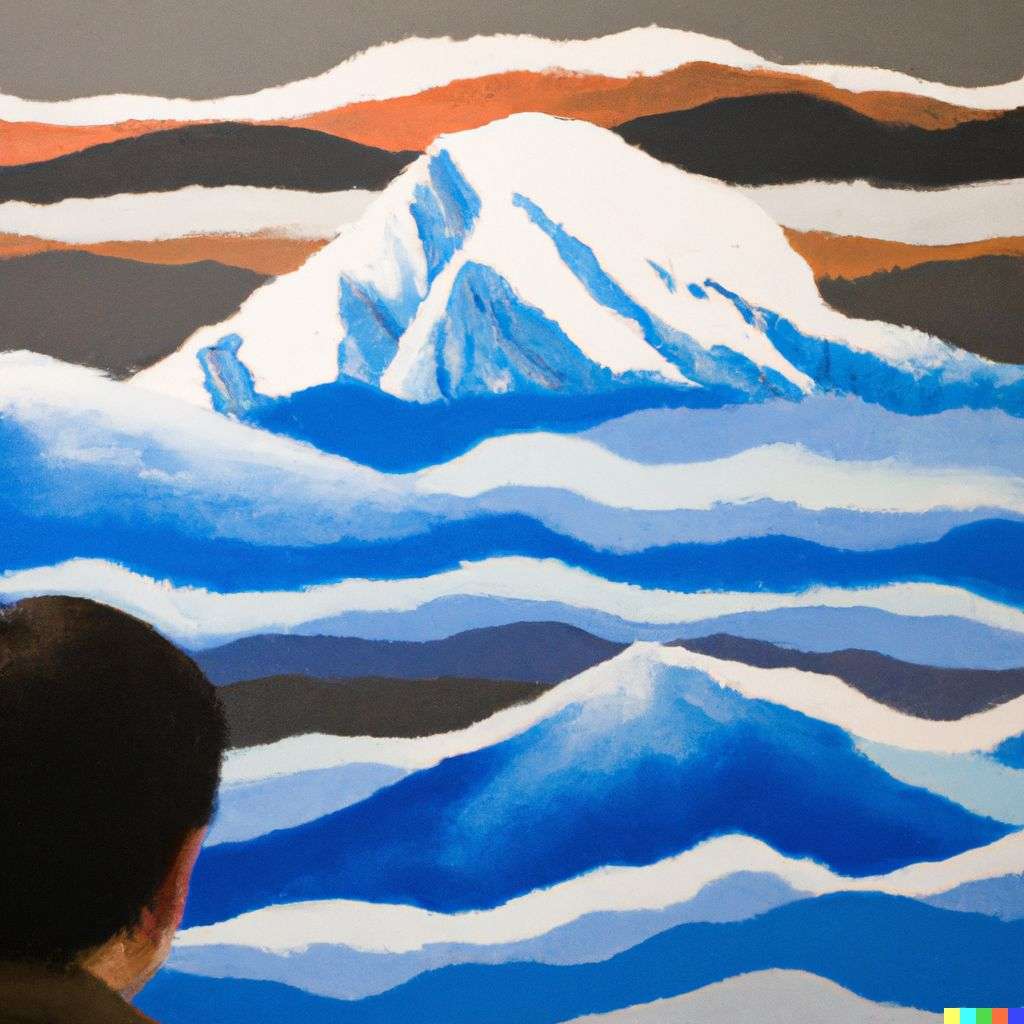 someone gazing at Mount Everest, painting by Sol LeWitt